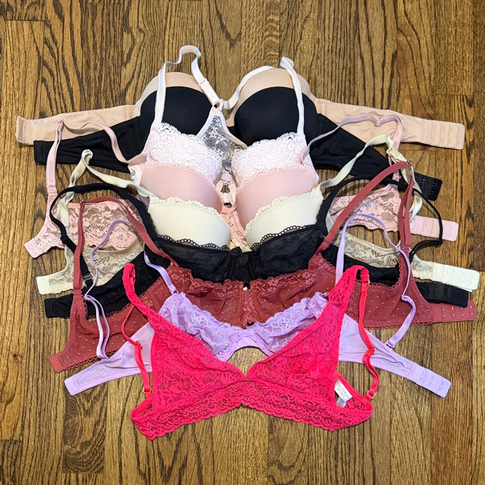 Women's Bras 32C collection - Hot Pink, Lavender, Black & Neutral Colors